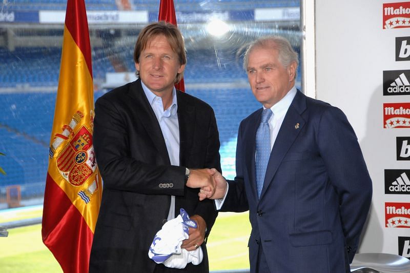 Bernd Schuster with former Madrid president, Ram&oacute;n Calder&oacute;n.