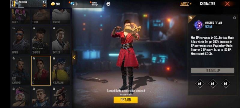 K (Image via Garena Free Fire)