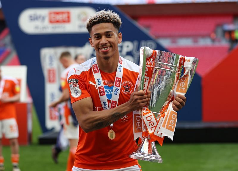 Jordan Gabriel played a key role in Blackpool&#039;s promotion to the Championship last season