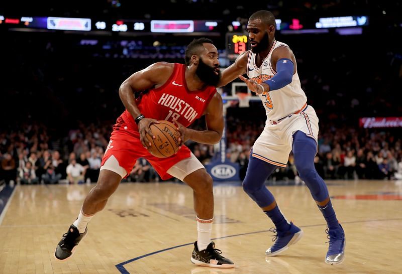 Houston Rockets v New York Knicks: James Harden goes to work against Tim Hardaway Jr.