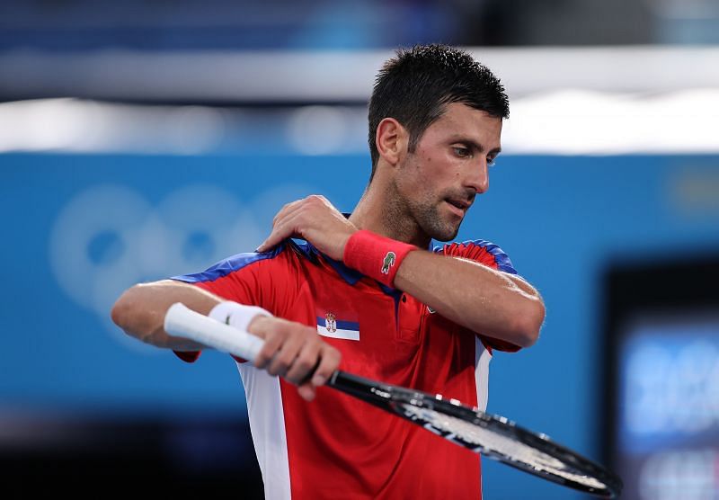 Novak Djokovic during the Tokyo Olympics