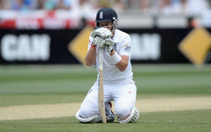Joe Root reacts after getting run-out in the fourth Ashes Test of 2013-14.