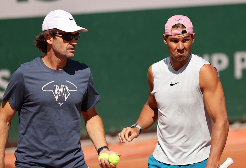 Rafael Nadal with coach Carlos Moya