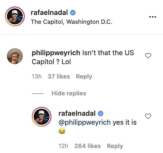 Rafael Nadal acknowledges that the building is indeed the Capitol building