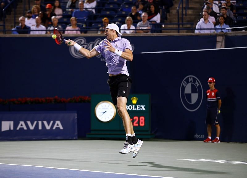 John Isner in action at the National Bank Open