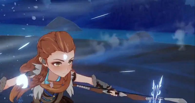 Leaks reveal Aloy&#039;s ability animations ahead of her release in Genshin Impact. (image via @hebichuu Twitter)