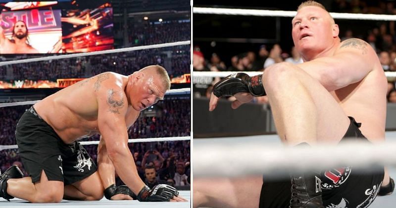 Brock Lesnar loses to Seth Rollins and Goldberg at WrestleMania 35 and Survivor Series 2016, respectively