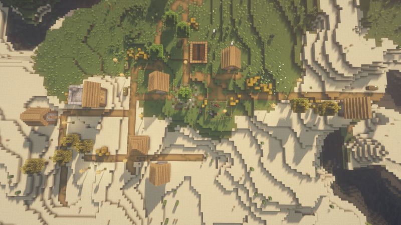 A plains village in the game (Image via Minecraft)