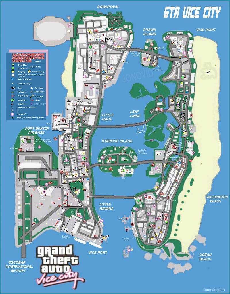 gta vice city weapons map