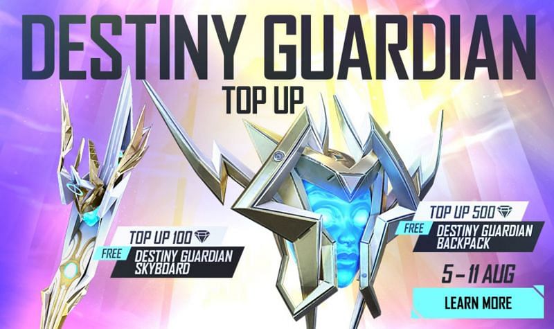 New Destiny Guardian Top Up event will be available until August 11 (Image via Free Fire)