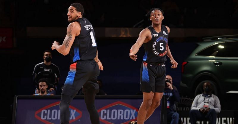 Obi Toppin and Immanuel Quickley of the New York Knicks [Source: Posting and Toasting] Kevin Knox of the New York Knicks New York Knicks v Indiana Pacers