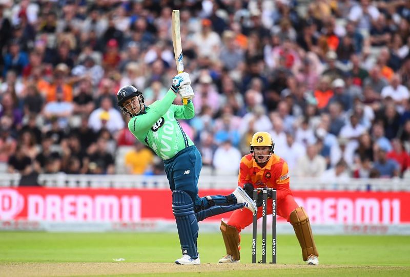 Jason Roy of Oval Invincibles plays a shot during The Hundred. Pic: Getty Images