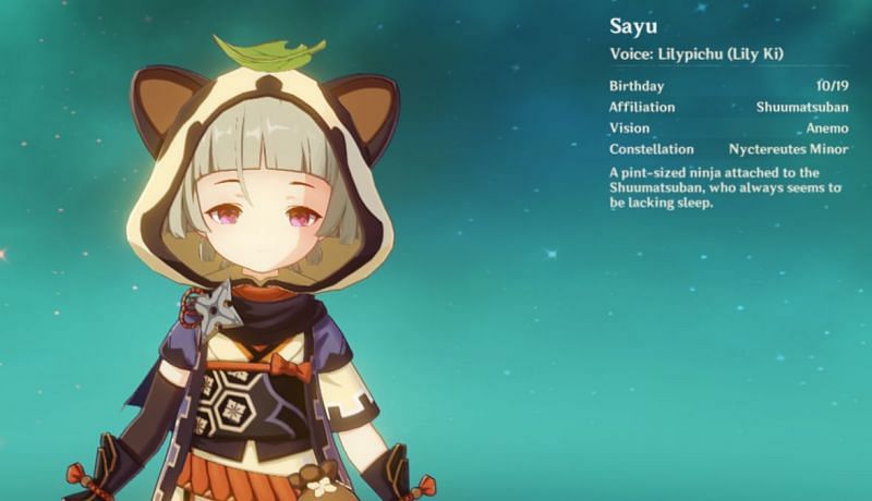 Sayu&#039;s profile page (Image via Genshin Impact)