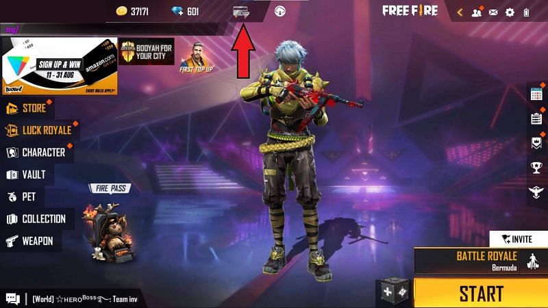 You should first tap on the the membership icon (Image via Free Fire)