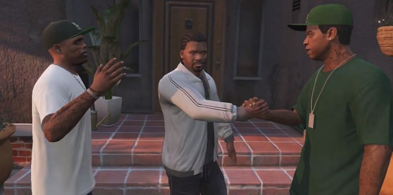 Stretch, hanging out with Franklin and Lamar (Image via Rockstar Games)
