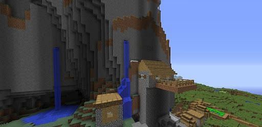 Waterfall that can be used to prevent fall damage (Image via Minecraft)