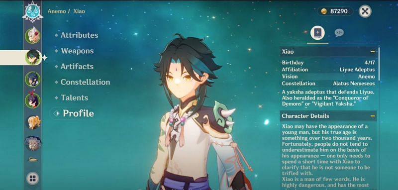 Xiao&#039;s character details (image via Ma&icirc;trise)