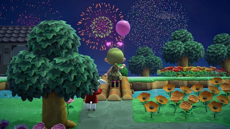 Animal Crossing fireworks show (Image via Nintendo)