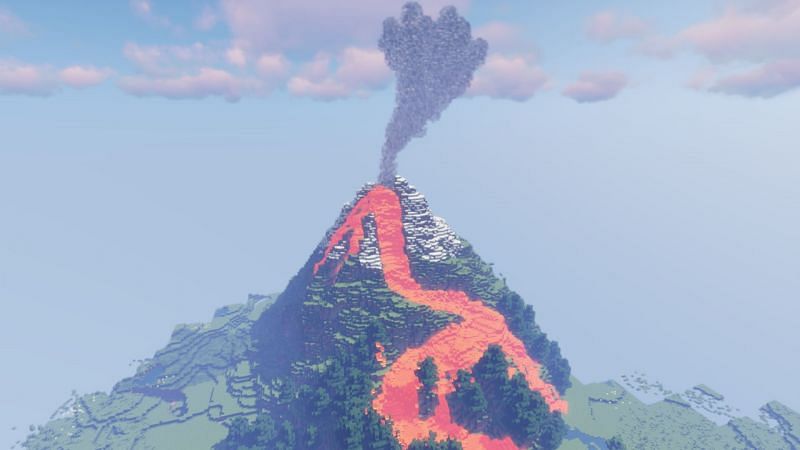 A volcanic mountain made by u/StillNotGinger4 (Image via Reddit)