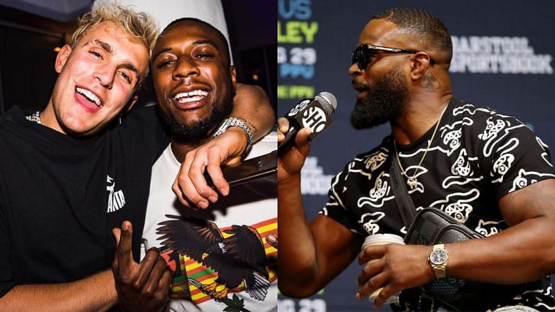 Jake Paul and DCut (left) [via @piccsix on Instagram] and Tyron Woodley (right)