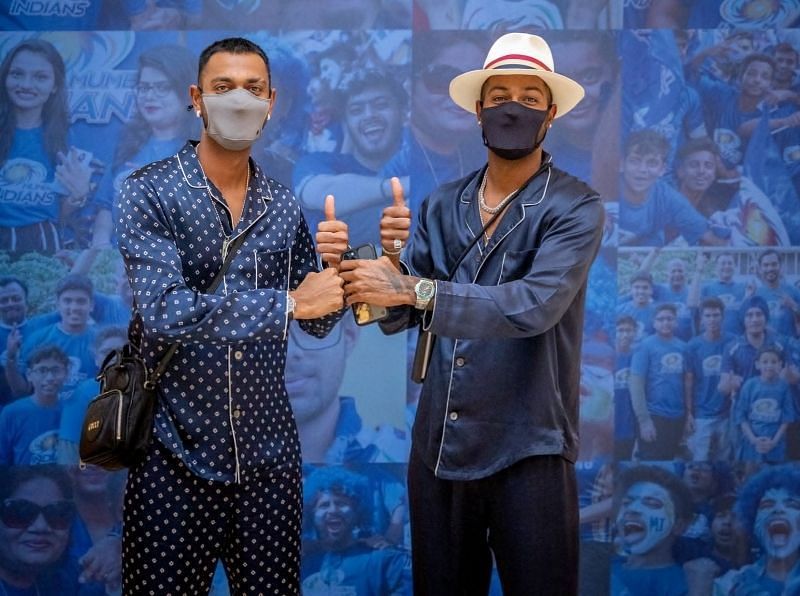 Mumbai Indians (MI) cricketers Hardik Pandya and Krunal Pandya. Pic: Mumbai Indians