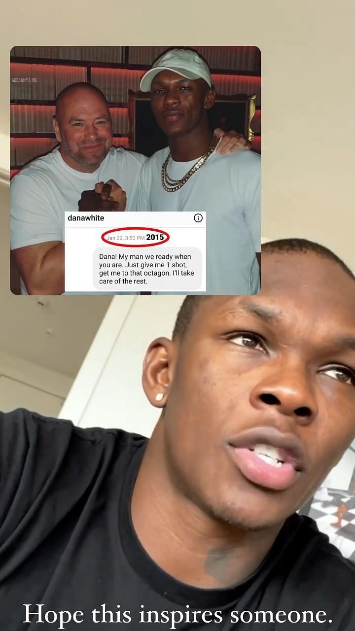 Adesanya reflects on the first message he sent to Dana White 