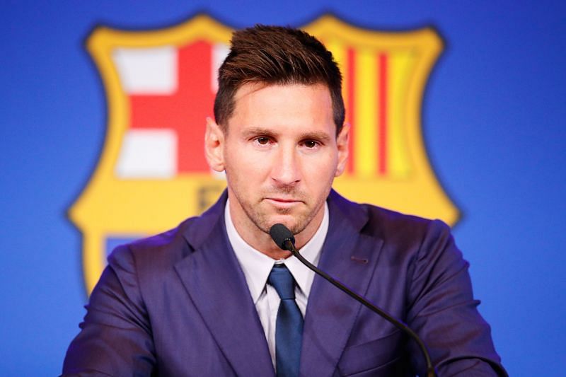 Lionel Messi at his final Barcelona press conference on August 8