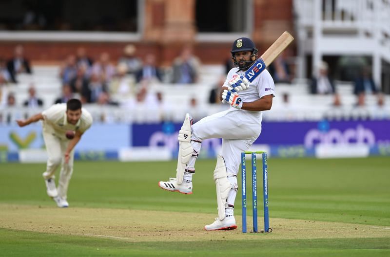Rohit struck a six off the pull shot against Mark Wood.