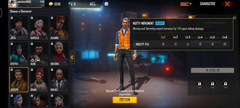 Joseph - Nutty Movement (Image via Free Fire)