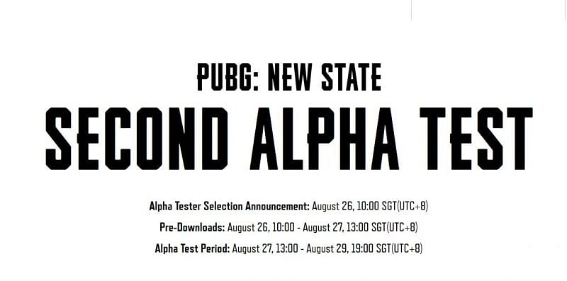 The schedule for the PUBG New State second Alpha Test (Image via PUBG New State)