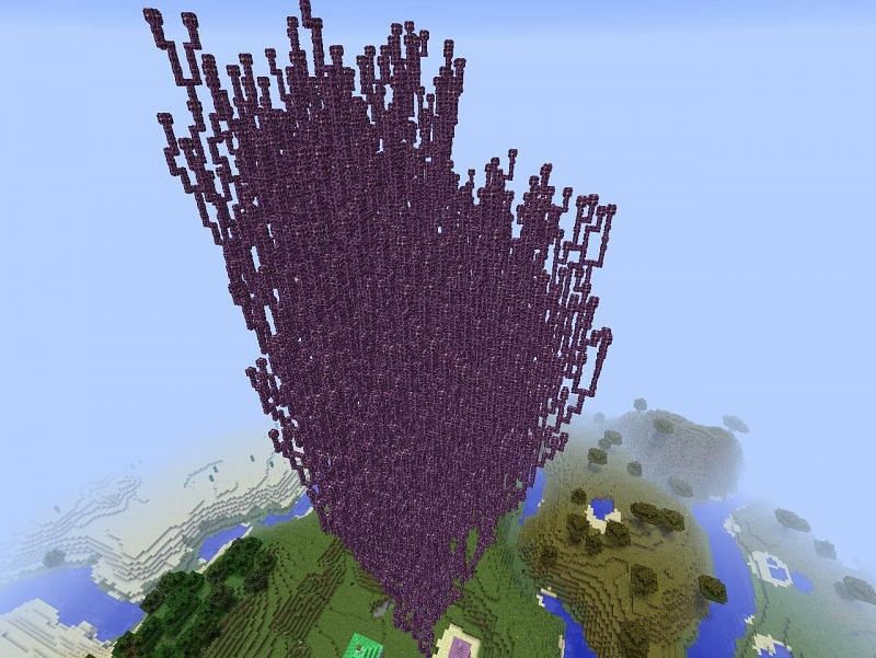 Players have to defeat the mighty ender dragon to harvest chorus tre(Image via u/MiiNiPaa on Reddit)