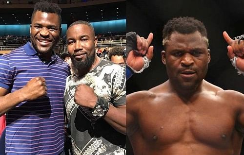 Francis Ngannou (left and right); Michael Jai White (center)