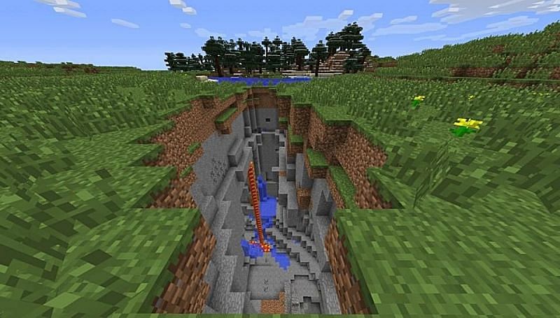 Ravine in Minecraft (Image via Minecraft)