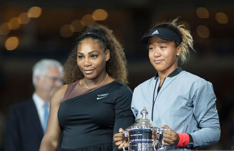 Serena Williams (L) and Naomi Osaka at the 2018 US Open final.