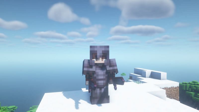 A player holding a sword in both hands (Image via Minecraft)