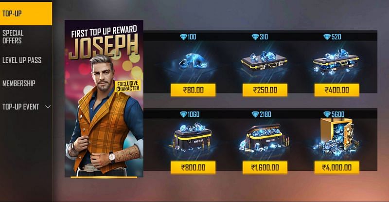 Users can purchase diamonds within the game (Image via Free Fire)