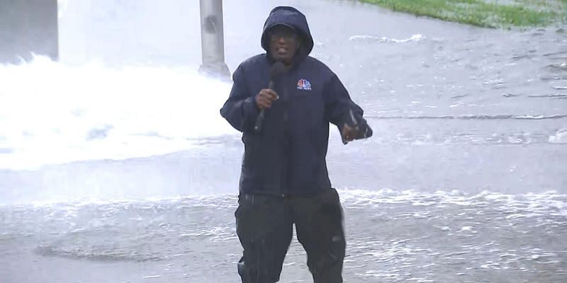 Al Roker was live reporting Hurricane Ida in New Orleans (Image via NBC/Meet The Press)
