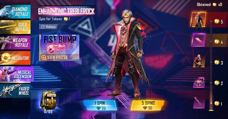 Select Musical Ascension and make the preferred spins (Image via Free Fire)