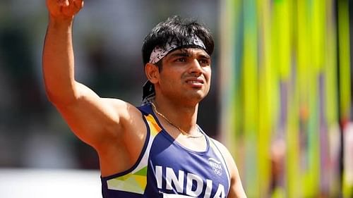 Neeraj Chopra in action at the Tokyo Olympics 2020 (Credits: KJS Dhillion Twitter)