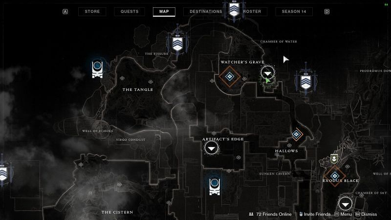 Nessus map, Watcher&#039;s Grave (Image via Destiny 2)