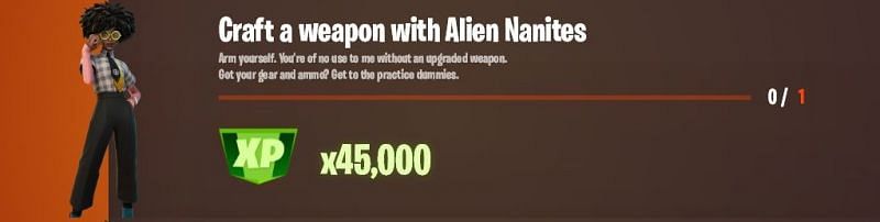 &quot;Craft a weapon with Alien Nanites&quot; Fortnite week 12 Legendary challenge (Image via Lazyleaks_)