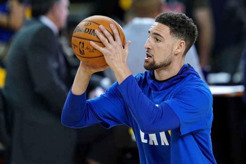 Klay Thompson warms up ahead of the 2019 NBA Finals - Game Six