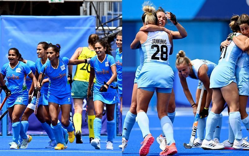 Indian women&#039;s hockey team set to face Argentina in the semi-finals [Image Credits: Hockey India, ARG Field Hockey/Twitter]