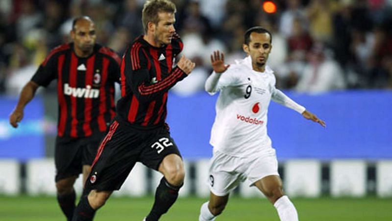 Jafal Rashed Al-Kuwari played his farewell match against AC Milan