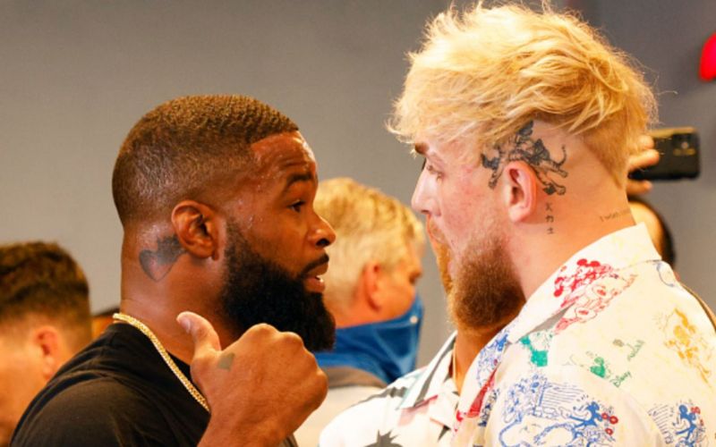 Tyron Woodley (left); Jake Paul (right)