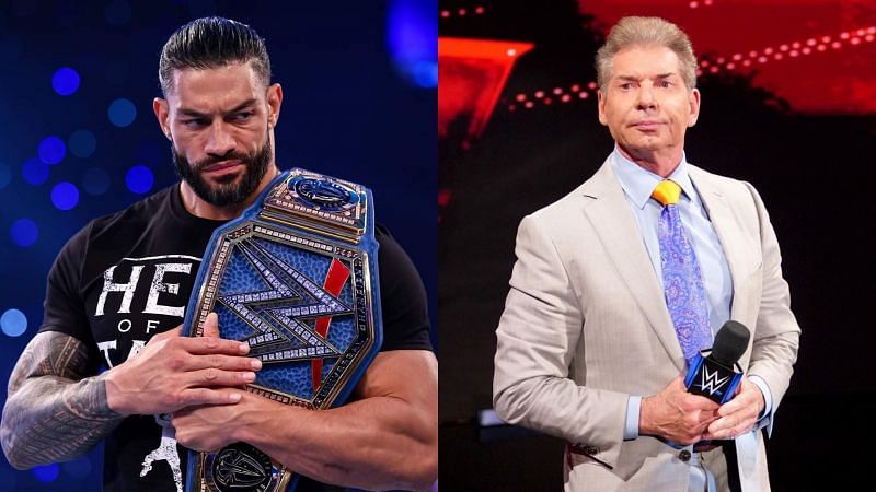 Roman Reigns (left); Vince McMahon (right)