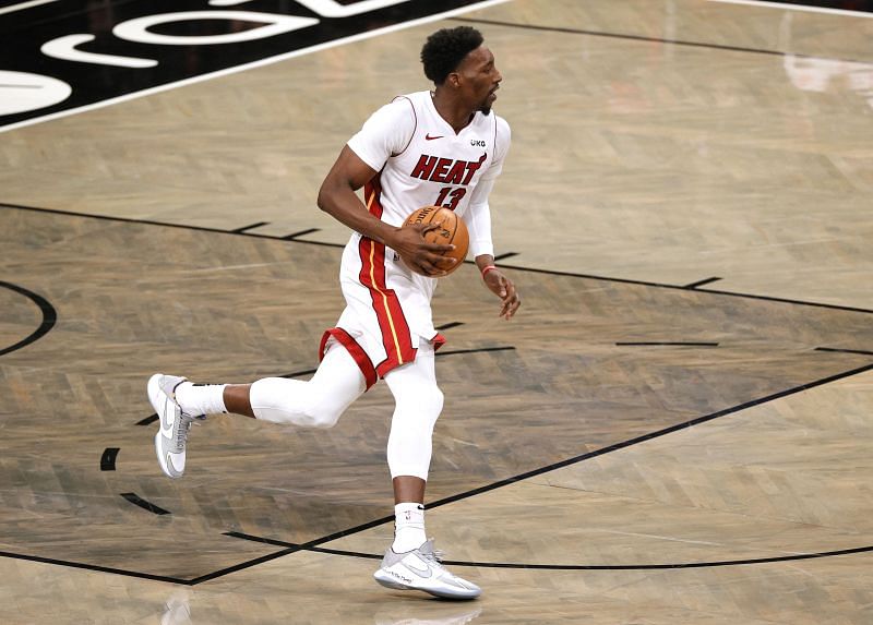 Bam Adebayo brings the ball up the court