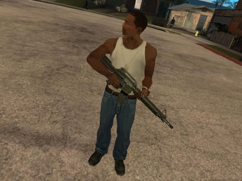 CJ knows how to rock a tank top (Image via Rockstar Games)