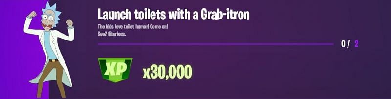 &quot;Launch toilets with a Grabitron&quot; Fortnite week 9 Epic challenge (Image via XTigerHyperX/Twitter)