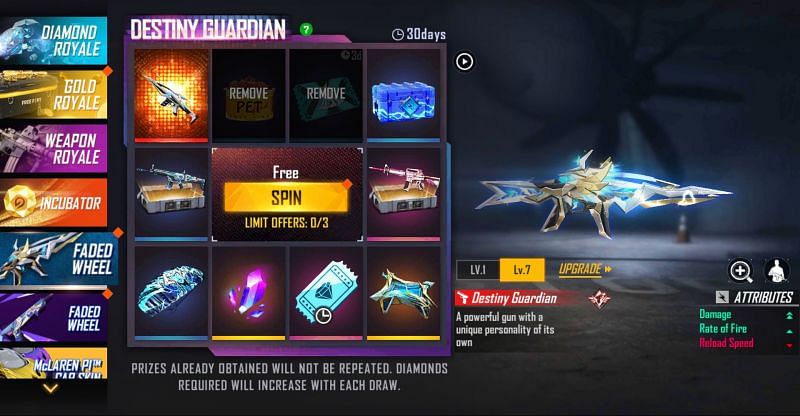 The first spin is free (Image via Free Fire)